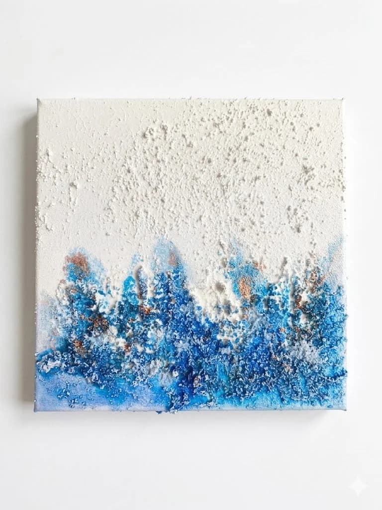 Blue Arctic — acrylic on canvas, crystal — 20 × 20 cm, original artwork by Victoria Genova