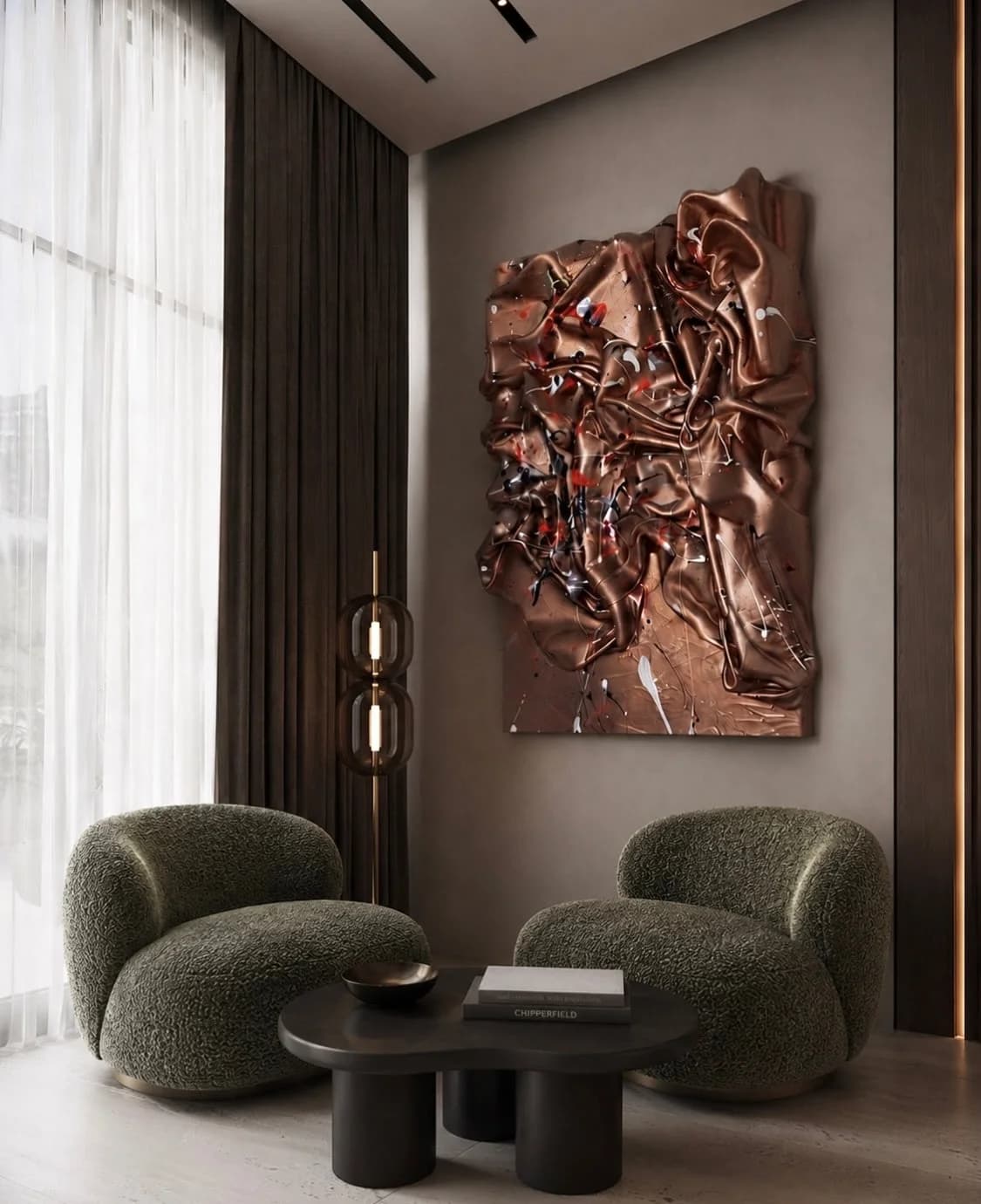 Bronze Flow — acrylic on canvas — 42 × 32 cm, view 3