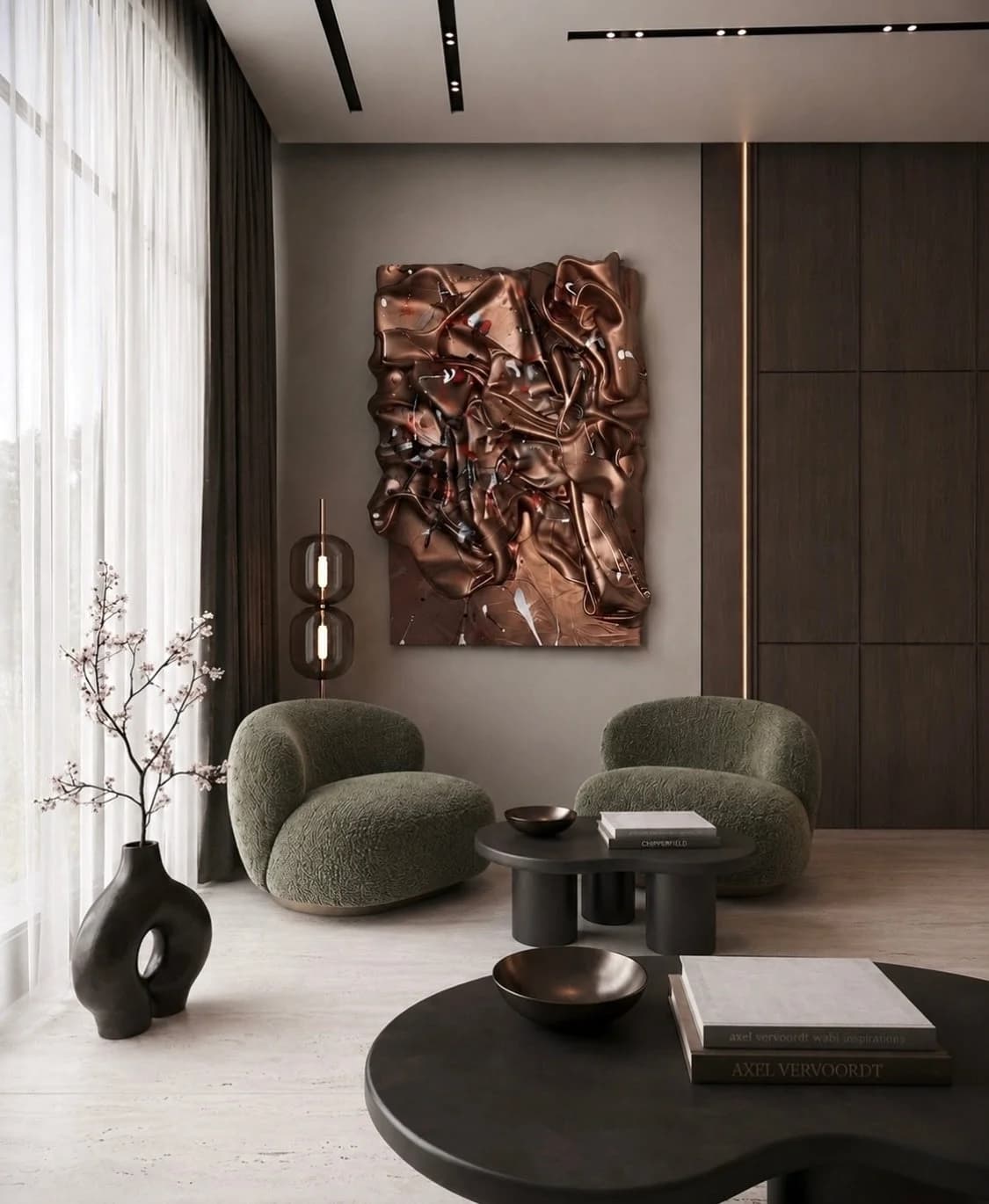 Bronze Flow — acrylic on canvas — 42 × 32 cm, view 4