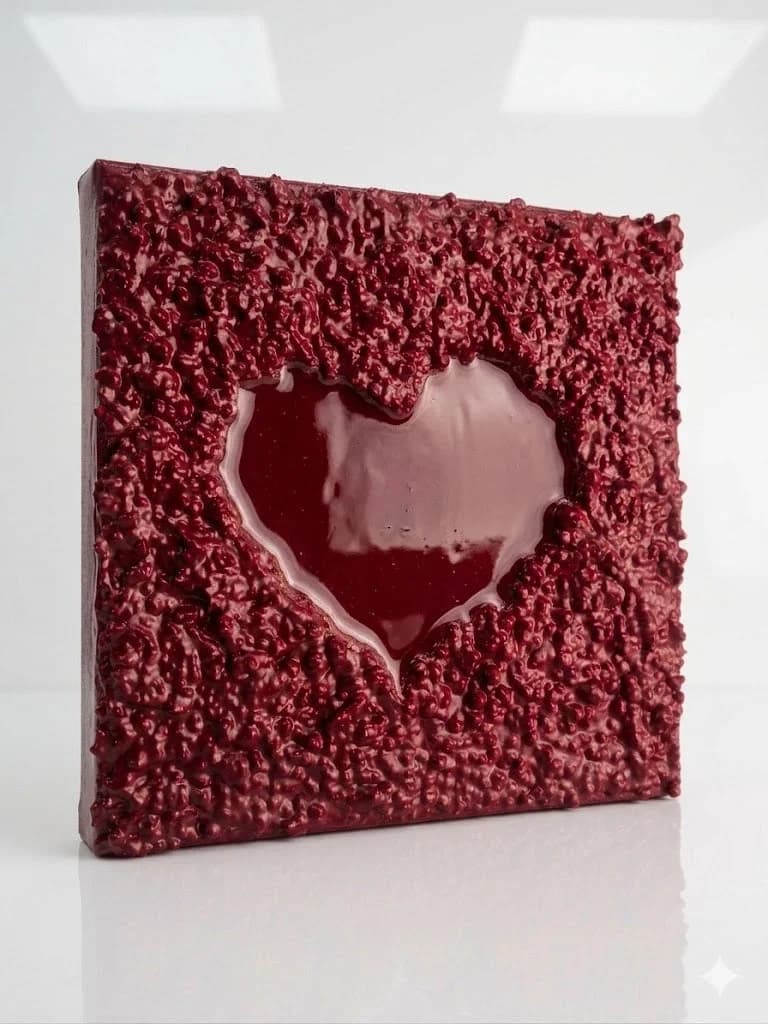 Crimson Heart — acrylic on canvas — 20 × 20 cm, view 2