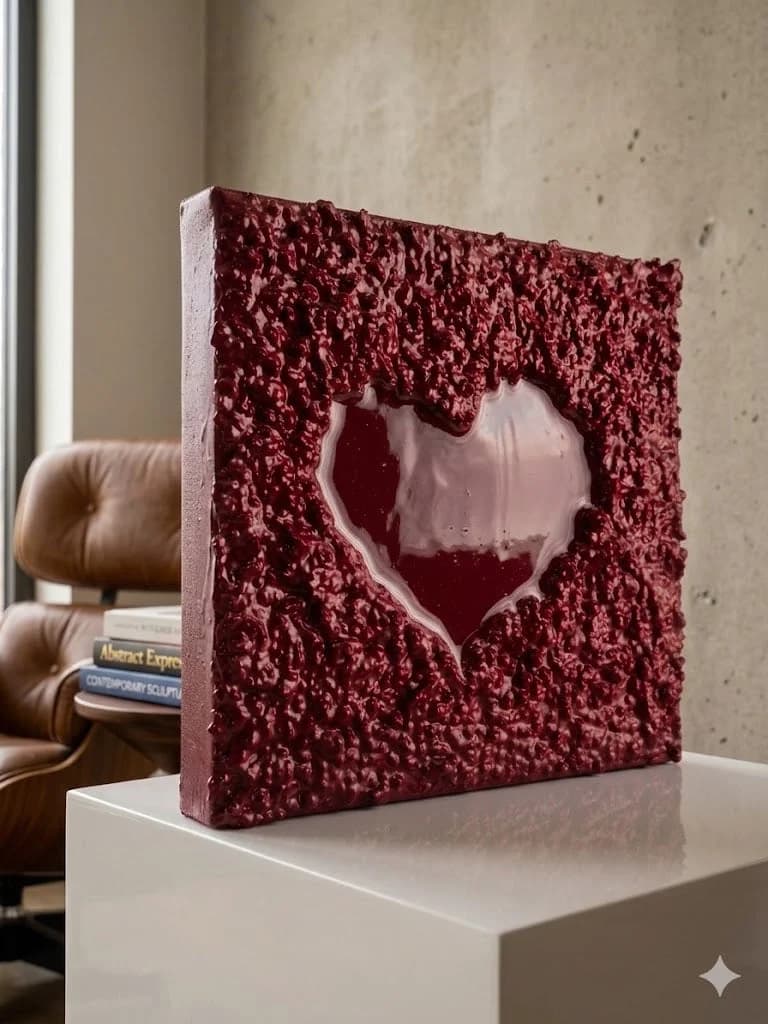 Crimson Heart — acrylic on canvas — 20 × 20 cm, view 3