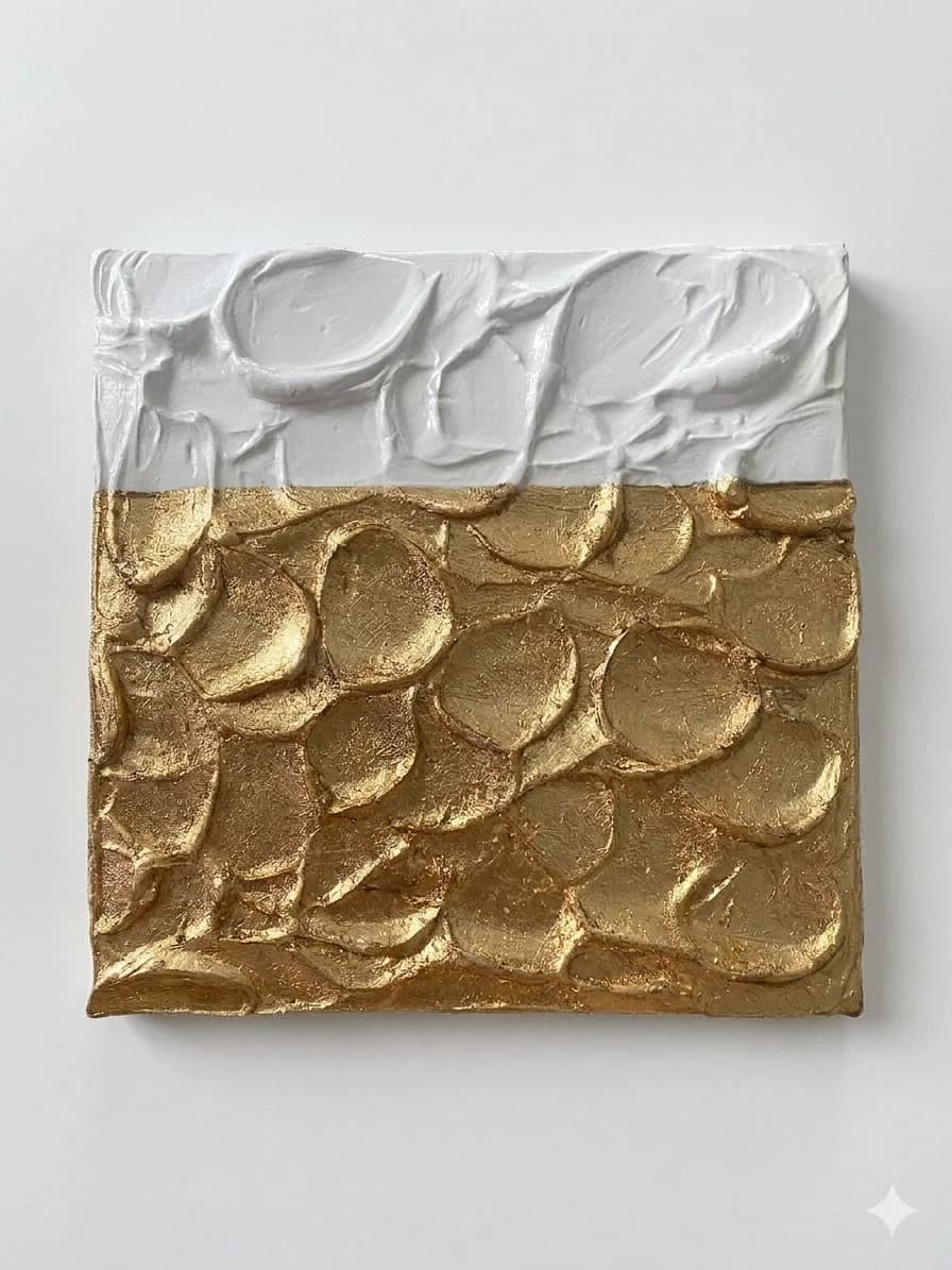 Gilded Petals — acrylic on canvas — 20 × 20 cm, original artwork by Victoria Genova