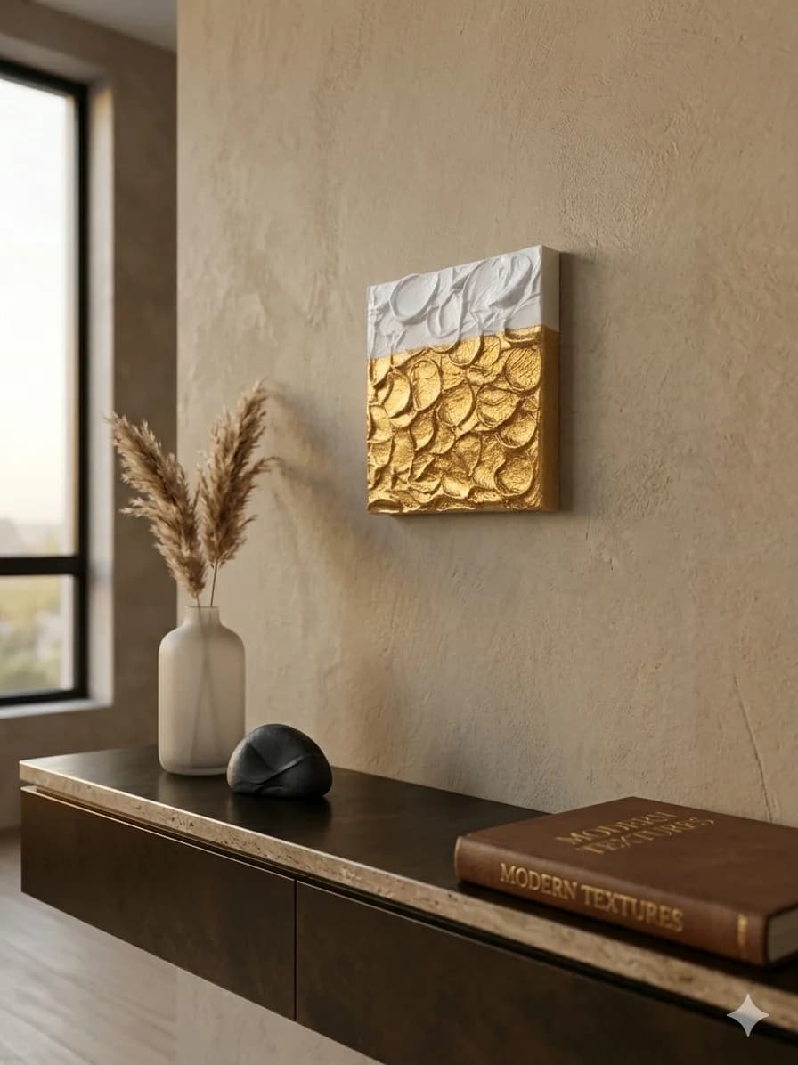 Gilded Petals — acrylic on canvas — 20 × 20 cm, view 3