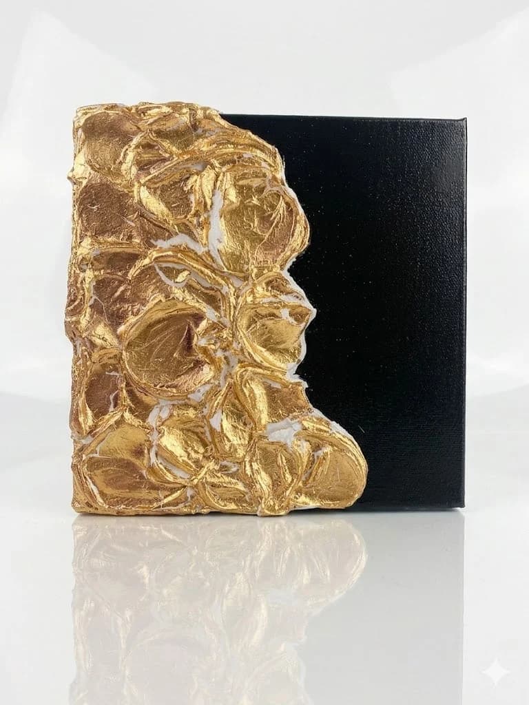 Gold Luxury — acrylic on canvas — 20 × 20 cm, original artwork by Victoria Genova