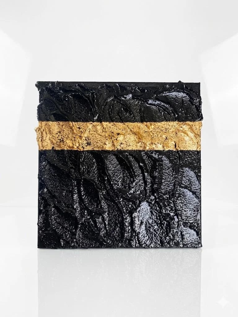 Golden Luxury — acrylic on canvas — 20 × 20 cm, original artwork by Victoria Genova