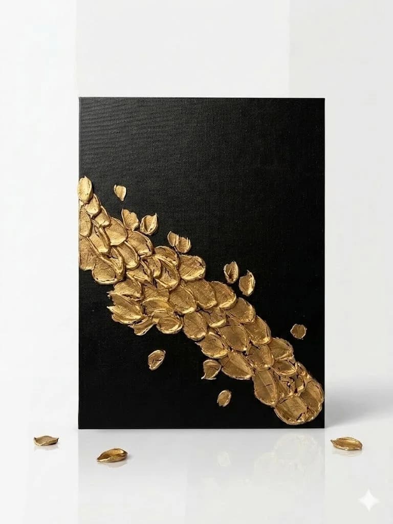 Golden Scatter — acrylic on canvas — 30 × 40 cm, original artwork by Victoria Genova