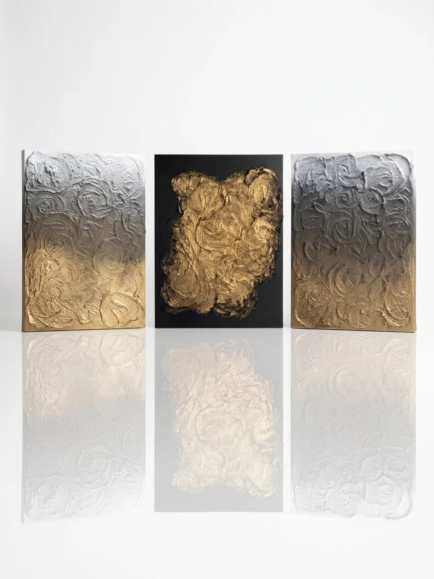 Golden Signature — acrylic on canvas, paper — 30 × 40 cm, original artwork by Victoria Genova
