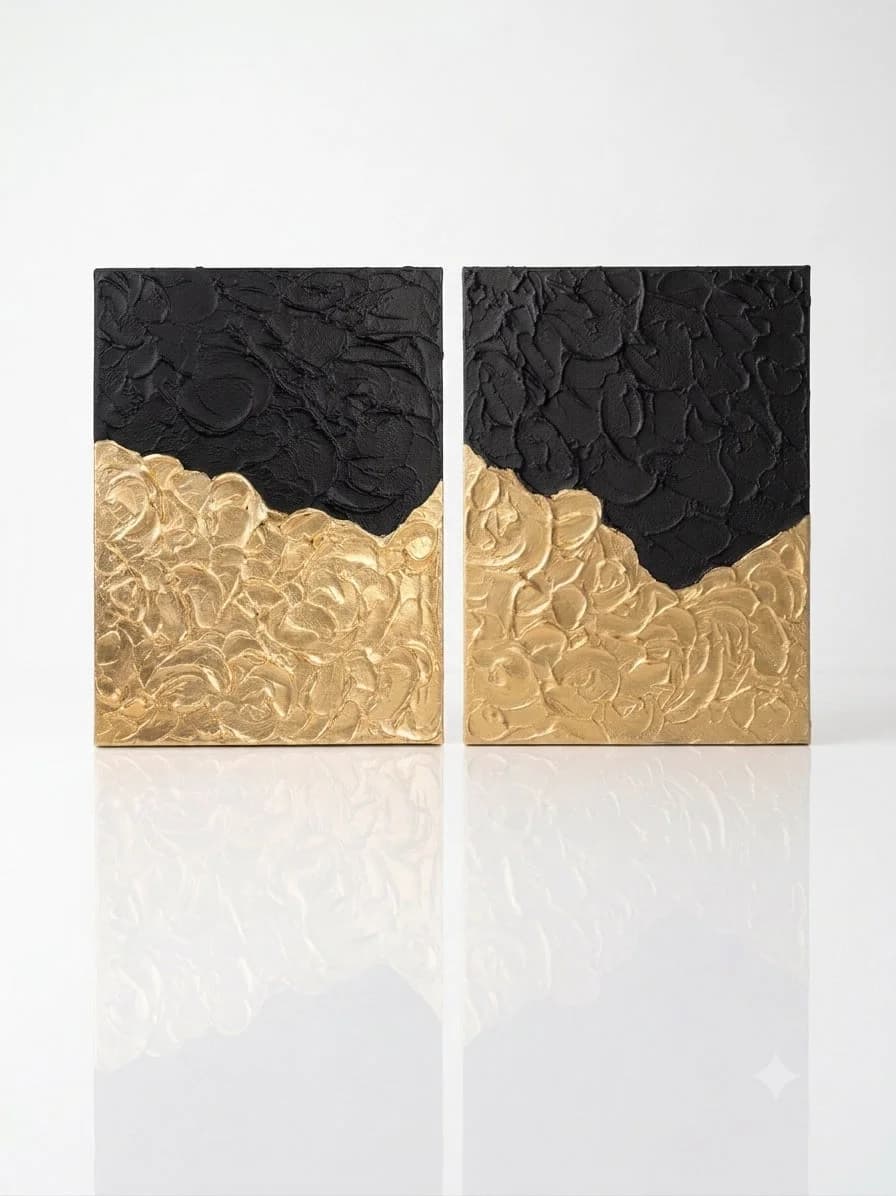 Golden Waves — acrylic on canvas — 30 × 40 cm, original artwork by Victoria Genova