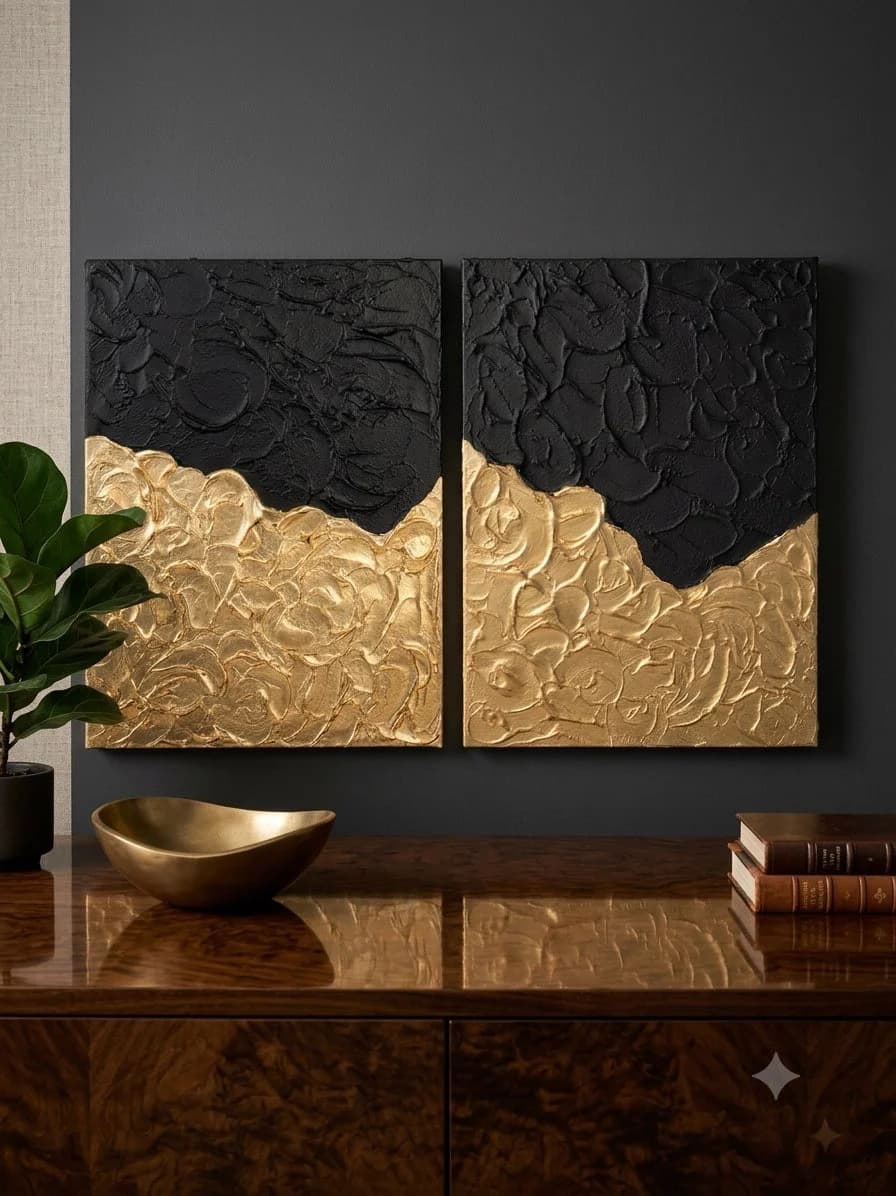 Golden Waves — acrylic on canvas — 30 × 40 cm, view 2