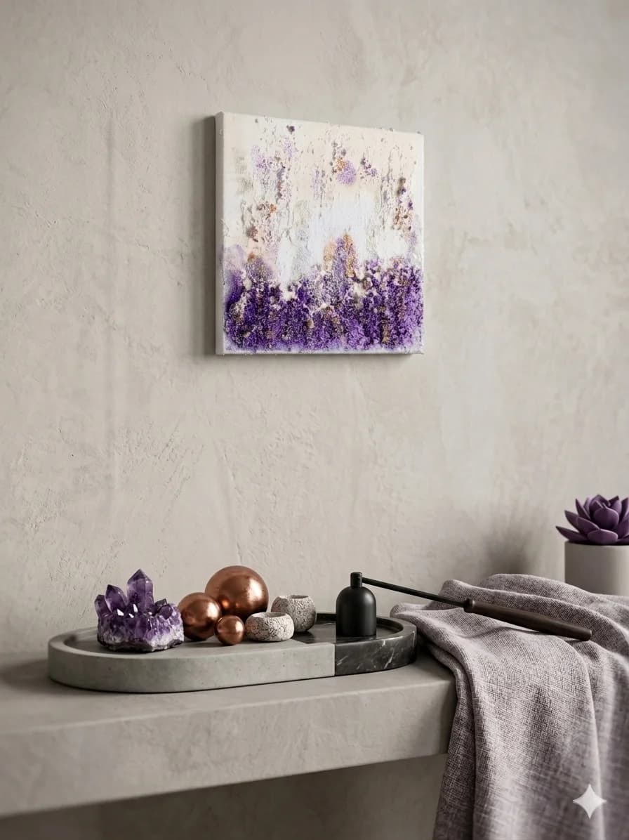 Lavenders — acrylic on canvas — 20 × 20 cm, view 6