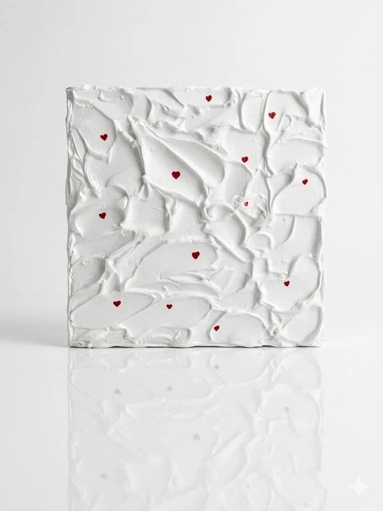 Little Hearts Playing Hide-and-Seek — acrylic on canvas — 20 × 20 cm, original artwork by Victoria Genova