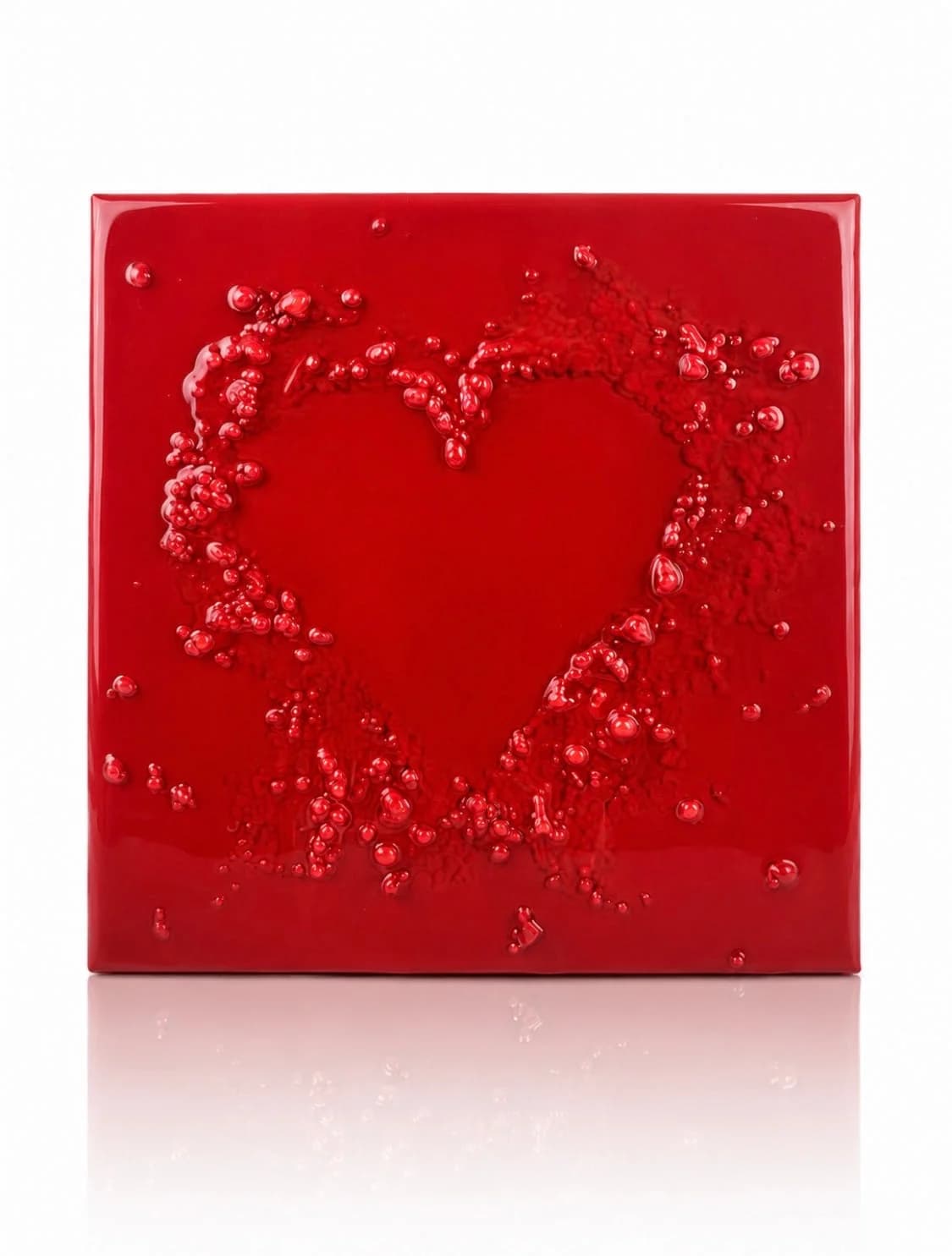 Love In Red — acrylic on canvas, epoxy — 30 × 30 cm, original artwork by Victoria Genova