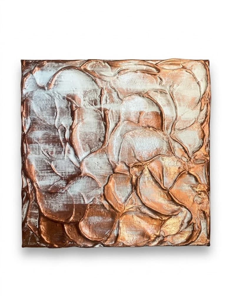 Lumina Relief — acrylic on canvas — 20 × 20 cm, original artwork by Victoria Genova