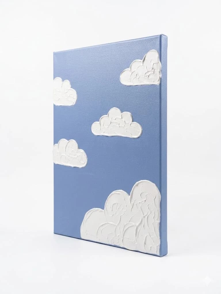 Cloud Friends — acrylic on canvas — 20 × 20 cm, original artwork by Victoria Genova