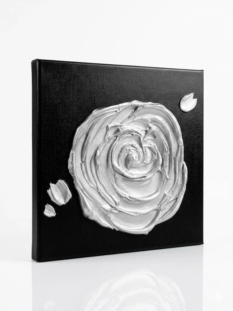 Silver Rose — acrylic on canvas — 30 × 30 cm, view 2