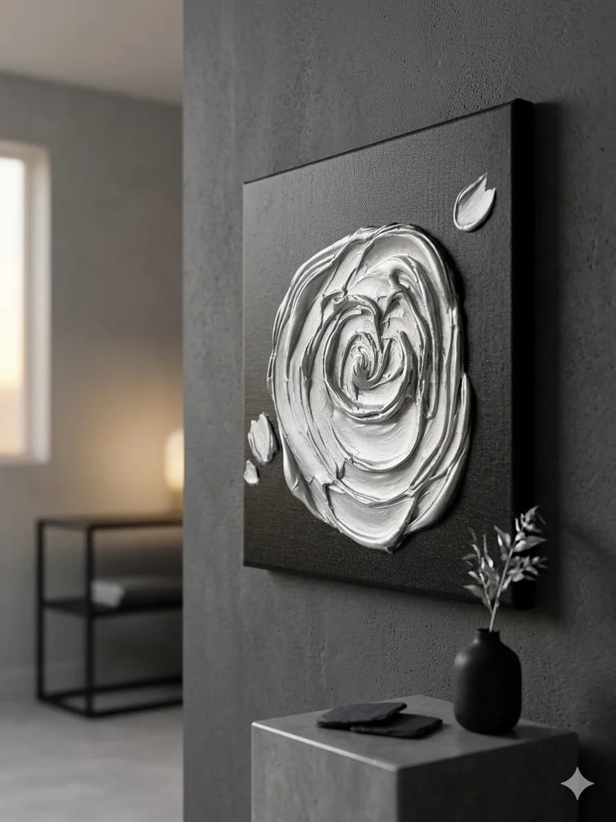 Silver Rose — acrylic on canvas — 30 × 30 cm, view 5