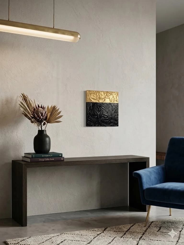 Obsidian and Gold — acrylic on canvas — 20 × 20 cm, view 4