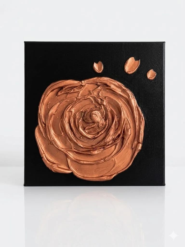 The Copper Rose — acrylic on canvas — 30 × 30 cm, original artwork by Victoria Genova