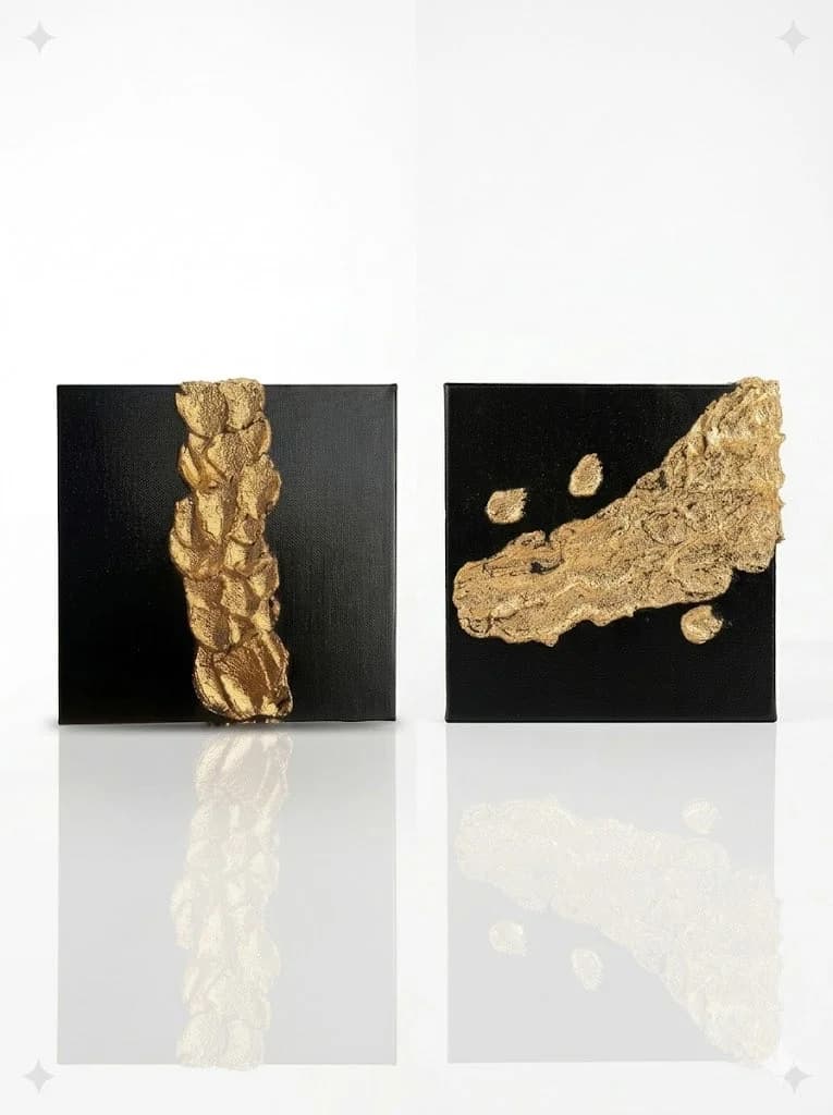 The Gilded Thread of Time — acrylic on canvas — 20 × 20 cm, original artwork by Victoria Genova