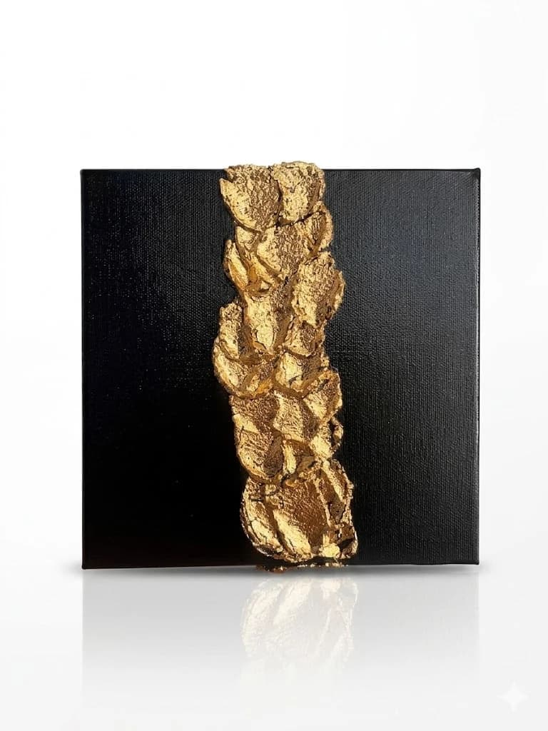 The Gilded Thread of Time — acrylic on canvas — 20 × 20 cm, view 2