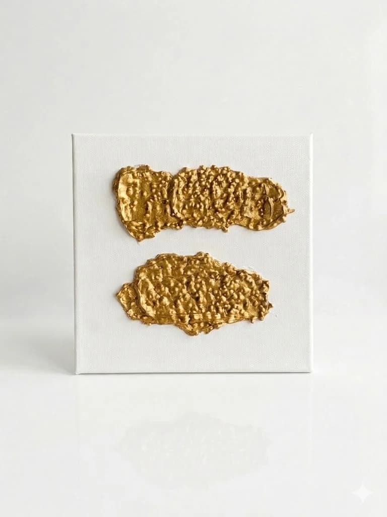 The Golden Balloons — acrylic on canvas — 20 × 20 cm, original artwork by Victoria Genova