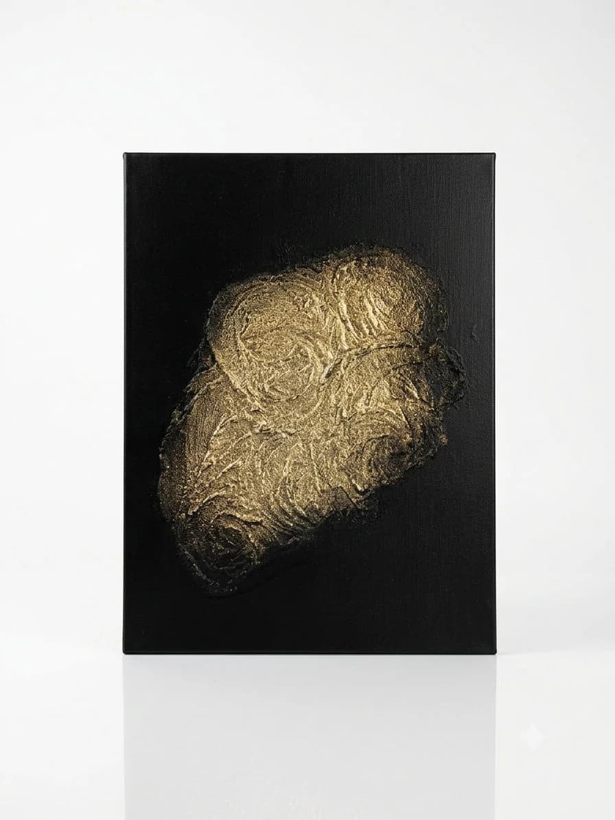 The Golden Core — acrylic on canvas — 30 × 40 cm, original artwork by Victoria Genova