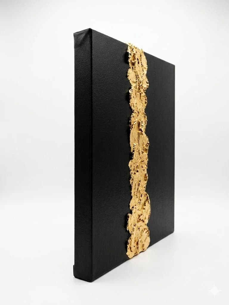 The Golden Thread of Time — acrylic on canvas, gold leaf — 30 × 40 cm, view 2