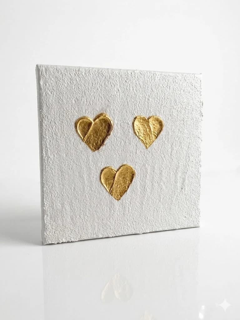 The Three Golden Hearts — acrylic on canvas — 20 × 20 cm, view 2