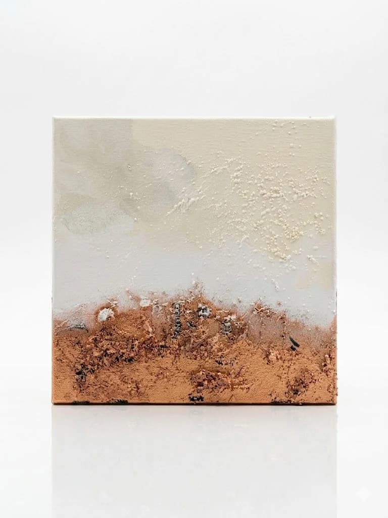 Silent Earth — acrylic on canvas — 20 × 20 cm, original artwork by Victoria Genova