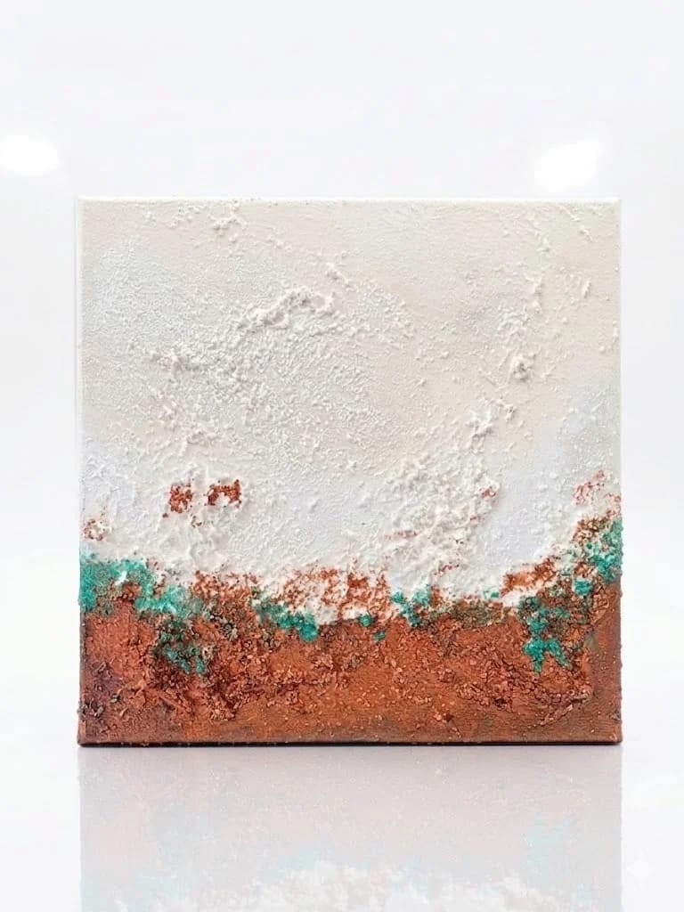 Traces of the Tide — acrylic on canvas — 20 × 20 cm, original artwork by Victoria Genova