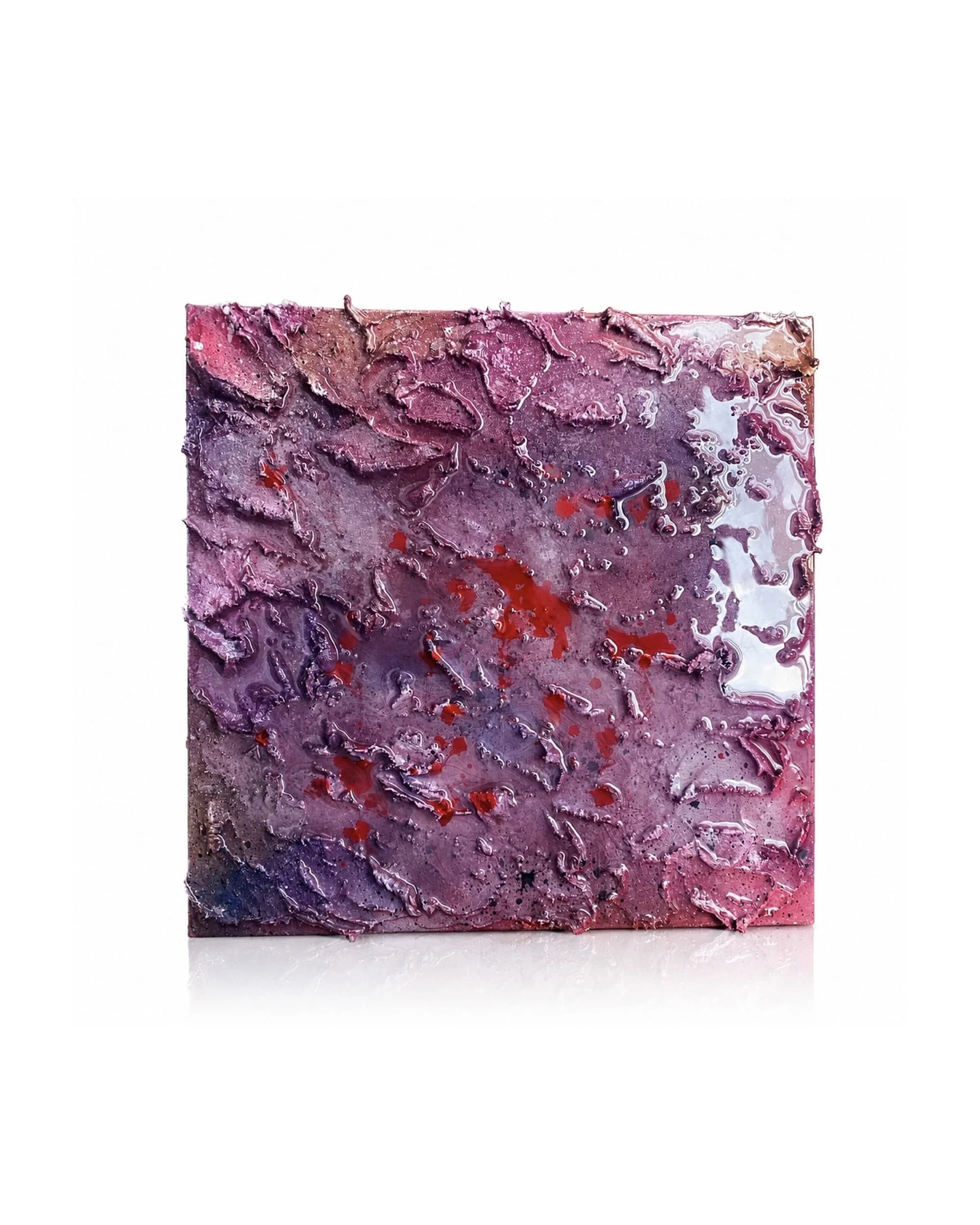 Velvet Bloom — acrylic on canvas, epoxy — 30 × 30 cm, original artwork by Victoria Genova