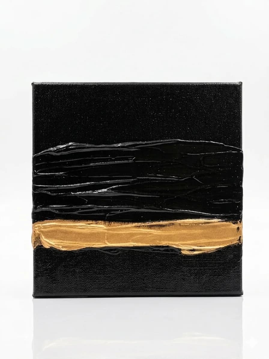 Golden Impulse — acrylic on canvas — 20 × 20 cm, original artwork by Victoria Genova