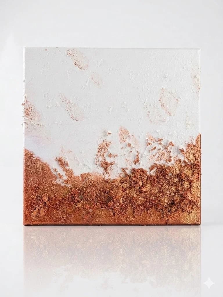 Patina No. 7 — acrylic on canvas — 20 × 20 cm, original artwork by Victoria Genova